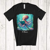 MacnyStore - Personalized Custom Name Octopus Reading Book; Lovely Teacher Librarian Book Nerd; Sea Animal T-Shirt