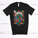 MacnyStore - Personalized Custom Name Official Last Day Of School 2024 2025; Colorful Summer Rainbow Teacher T-Shirt