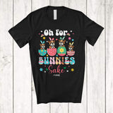 MacnyStore - Personalized Custom Name Oh For Bunnies Sake; Lovely Easter Four Bunny Bulldog In Eggs T-Shirt