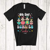 MacnyStore - Personalized Custom Name Oh For Bunnies Sake; Lovely Easter Four Bunny Poodle In Eggs T-Shirt