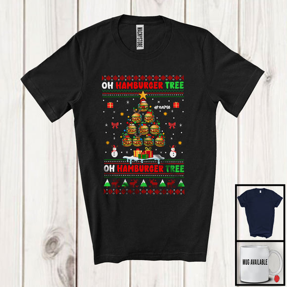 MacnyStore - Personalized Custom Name Oh Hamburger Tree; Amazing Christmas Tree Sweater Hamburger; Food T-Shirt