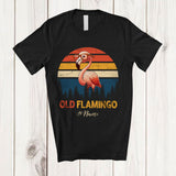 MacnyStore - Personalized Custom Name Old Flamingo; Amusing Retirement Retired Flamingo Glasses; Vintage Retro T-Shirt