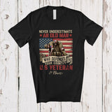 MacnyStore - Personalized Custom Name Old Man Who Defended Your Country; Proud Veteran Day US Flag T-Shirt