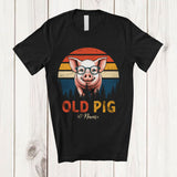 MacnyStore - Personalized Custom Name Old Pig; Amusing Retirement Retired Pig Glasses; Vintage Retro T-Shirt
