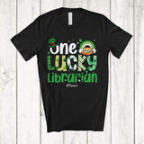 MacnyStore - Personalized Custom Name One Lucky Librarian; Lovely St. Patrick's Day Shamrock Rainbow T-Shirt