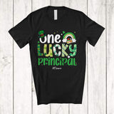 MacnyStore - Personalized Custom Name One Lucky Principal; Lovely St. Patrick's Day Shamrock Rainbow T-Shirt