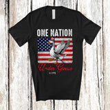 MacnyStore - Personalized Custom Name One Nation Under Goose; Humorous 4th Of July US Flag Farmer Patriotic T-Shirt