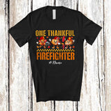 MacnyStore - Personalized Custom Name One Thankful Firefighter; Lovely Thanksgiving Fall Leaf Pumpkin Pie T-Shirt