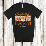 MacnyStore - Personalized Custom Name One Thankful Librarian; Lovely Thanksgiving Fall Leaf Pumpkin Pie T-Shirt