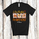 MacnyStore - Personalized Custom Name One Thankful Pharmacist; Lovely Thanksgiving Fall Leaf Pumpkin Pie T-Shirt