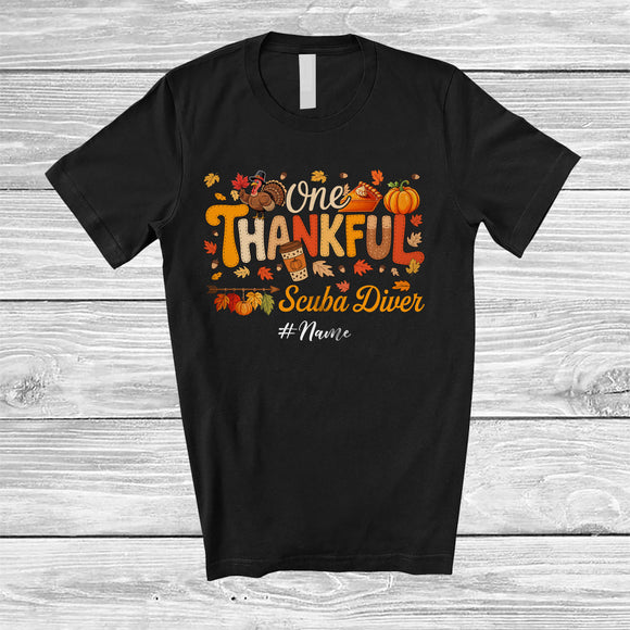 MacnyStore - Personalized Custom Name One Thankful Scuba Diver; Proud Thanksgiving Jobs Fall Turkey T-Shirt