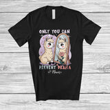 MacnyStore - Personalized Custom Name Only You Can Prevent Drama; Humorous Llama Checking Mirror; Girls Family T-Shirt