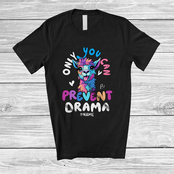 MacnyStore - Personalized Custom Name Only You Can Prevent Drama; Sarcastic Llama Colorful; Girls Family T-Shirt