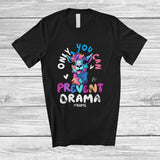 MacnyStore - Personalized Custom Name Only You Can Prevent Drama; Sarcastic Llama Colorful; Girls Family T-Shirt