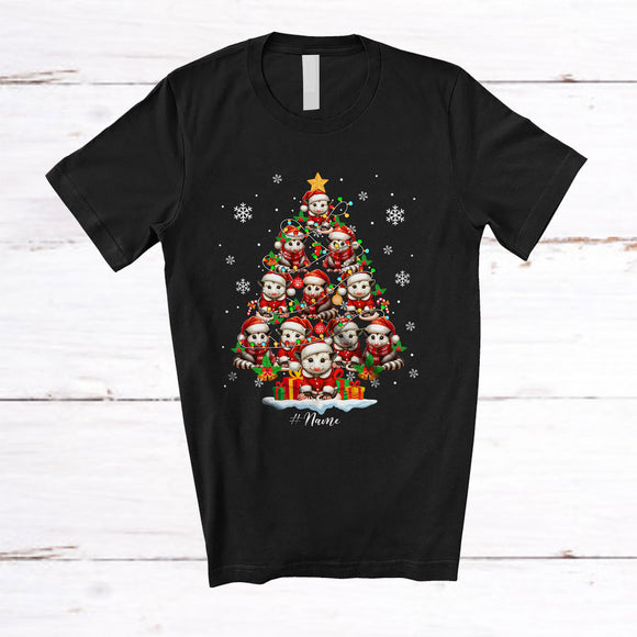 MacnyStore - Personalized Custom Name Opossum Christmas Tree; Amusing X-mas Snow Lights; Animal Lover T-Shirt
