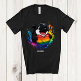 MacnyStore - Personalized Custom Name Orca Rainbow Heart Progressive; Lovely LGBTQ Pride Orca T-Shirt