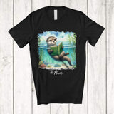 MacnyStore - Personalized Custom Name Otter Reading Book; Lovely Teacher Librarian Book Nerd; Sea Animal T-Shirt