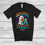 MacnyStore - Personalized Custom Name Ovarian Cancer Deal With Pricks; Scary Halloween Teal Ribbon Boo Ghost T-Shirt
