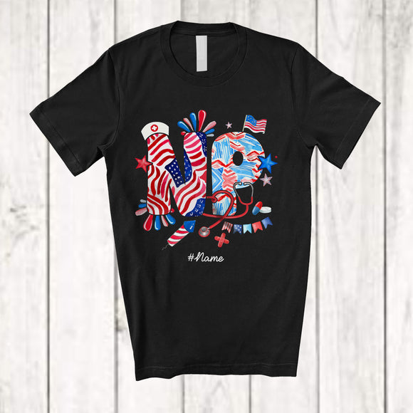 MacnyStore - Personalized Custom Name PN; Fantastic 4th Of July American Flag; Nurse Patriotic T-Shirt