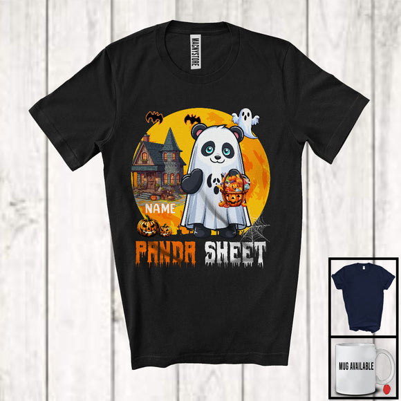MacnyStore - Personalized Custom Name Panda Sheet, Adorable Halloween Moon Boo Ghost Panda Lover T-Shirt