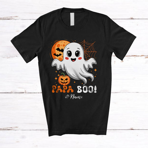 MacnyStore - Personalized Custom Name Papa Boo; Lovely Halloween Moon Costume Boo Ghost; Family T-Shirt
