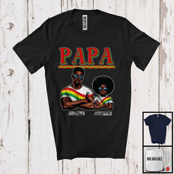 MacnyStore - Personalized Custom Name Papa Daughter, Proud Father's Day Juneteenth Black, Afro Family T-Shirt