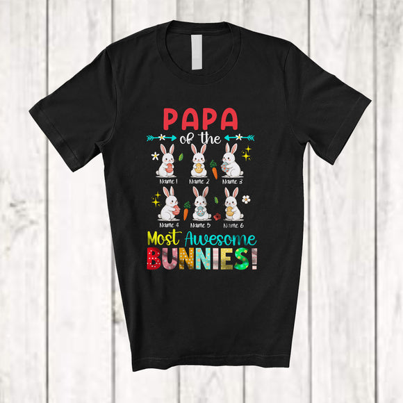 MacnyStore - Personalized Custom Name Papa Of The Most Awesome Bunnies; Lovely Easter Bunny Family T-Shirt