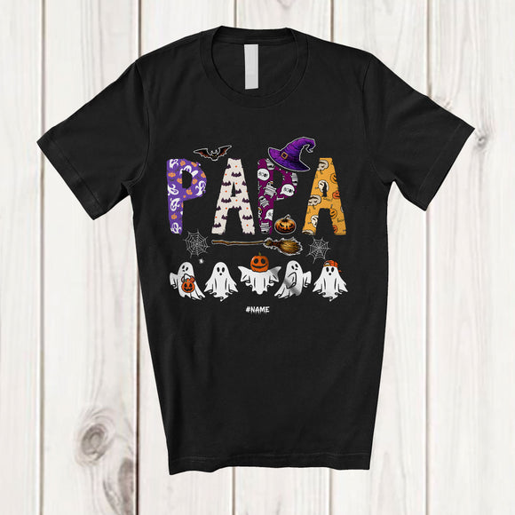 MacnyStore - Personalized Custom Name Papa Spooky Halloween Boo Ghost Witch Papa; Family Group T-Shirt