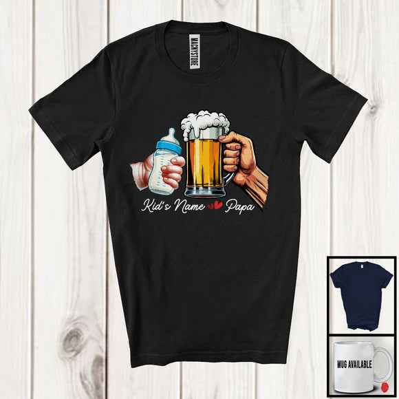 MacnyStore - Personalized Custom Name Papa, Cheerful Father's Day Beer Milk, Drinking Drunker Family Group T-Shirt
