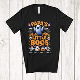 MacnyStore - Personalized Custom Name Papa's Little Boos; Lovely Halloween Papa Boo Ghost Pumpkin; Family T-Shirt