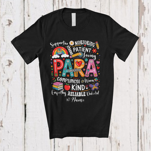 MacnyStore - Personalized Custom Name Para Appreciation; Colorful Back To School Paraprofessionals Teacher T-Shirt