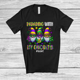 MacnyStore - Personalized Custom Name Parading With My Gnomes; Amusing Mardi Gras Mask Three Gnomes T-Shirt