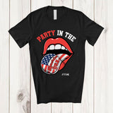 MacnyStore - Personalized Custom Name Party in the America; Awesome 4th of July Lips American Flag; Patriotic T-Shirt