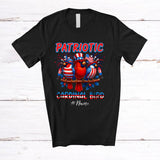 MacnyStore - Personalized Custom Name Patriotic Cardinal Bird; Joyful 4th Of July Three Cardinal Birds Lover T-Shirt