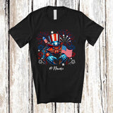 MacnyStore - Personalized Custom Name Patriotic Crab With US Flag; Lovely 4th Of July Crab Sea Animal T-Shirt