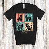 MacnyStore - Personalized Custom Name Patriotic Floral Cat; Proud 4th of July Red Blue White Cat Owner T-Shirt