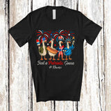 MacnyStore - Personalized Custom Name Patriotic Goose; Lovely 4th Of July Liberty Hot Dog Sausage; Patriotic T-Shirt