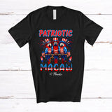 MacnyStore - Personalized Custom Name Patriotic Macaw; Joyful 4th Of July Three Macaws Bird Lover T-Shirt