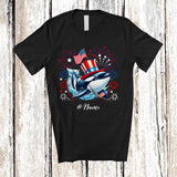 MacnyStore - Personalized Custom Name Patriotic Orca With US Flag; Lovely 4th Of July Orca Sea Animal T-Shirt