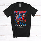 MacnyStore - Personalized Custom Name Patriotic Parrot; Joyful 4th Of July Three Parrots Bird Lover T-Shirt