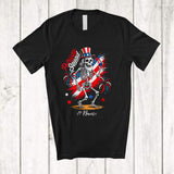 MacnyStore - Personalized Custom Name Patriotic Squad; Awesome 4th Of July Skeleton American Flag Firecracker T-Shirt