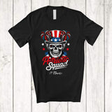 MacnyStore - Personalized Custom Name Patriotic Squad; Awesome 4th Of July Skull American Flag Firecracker T-Shirt