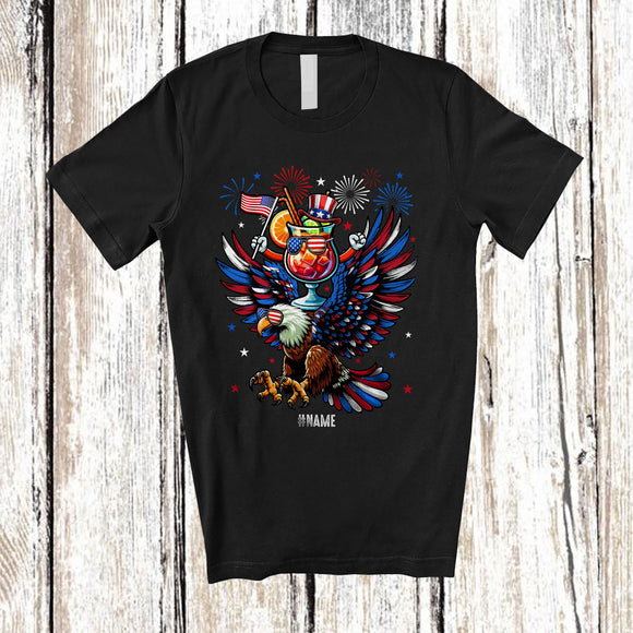 MacnyStore - Personalized Custom Name Patriotic Squad; Joyful 4th Of July Cocktail Riding Eagle Drinking Drunker T-Shirt