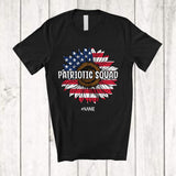 MacnyStore - Personalized Custom Name Patriotic Squad; Lovely 4th Of July Sunflower US Flag Leopard T-Shirt