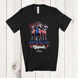 MacnyStore - Personalized Custom Name Patriotic Squad; Lovely 4th Of July Three US Flag Goat; Farm Farmer T-Shirt