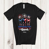 MacnyStore - Personalized Custom Name Patriotic Squad; Lovely 4th Of July Three US Flag Sheep; Farm Farmer T-Shirt