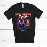 MacnyStore - Personalized Custom Name Patriotic Squad; Lovely 4th of July Three US Flag Chicken; Farmer T-Shirt