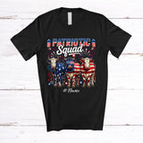 MacnyStore - Personalized Custom Name Patriotic Squad; Lovely 4th of July Three US Flag Cow; Farmer T-Shirt