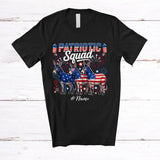MacnyStore - Personalized Custom Name Patriotic Squad; Lovely 4th of July Three US Flag Donkey; Farmer T-Shirt