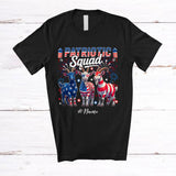 MacnyStore - Personalized Custom Name Patriotic Squad; Lovely 4th of July Three US Flag Goat; Farmer T-Shirt
